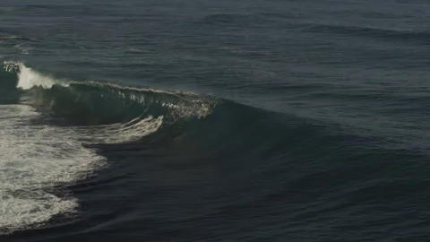 Surfers Paddle Out as Sunset Reflects on Water and Wave Builds Ahead Video stock 310284876