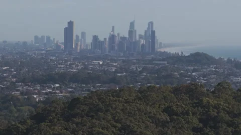 Surfers Paradise high-rises seen from Tallebudgera Creek in Gold Coast Video stock 337389330
