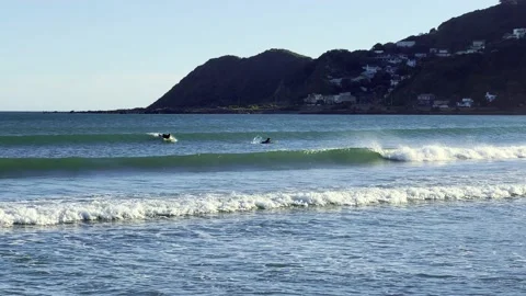 Surfers practicing at the beach Stock Footage 169495172