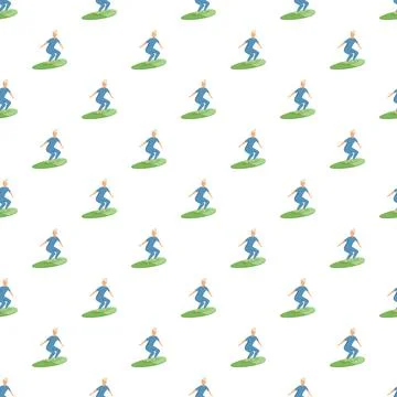 Surfers riding waves seamless pattern background Stock Illustration