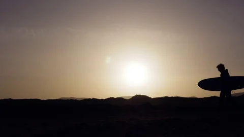 Surfers running with surfboard during sunset Stock-Footage 71546663