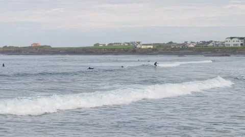 Surfers - Spanish Point Beach - County Clare, Ireland Stock Footage 338642697