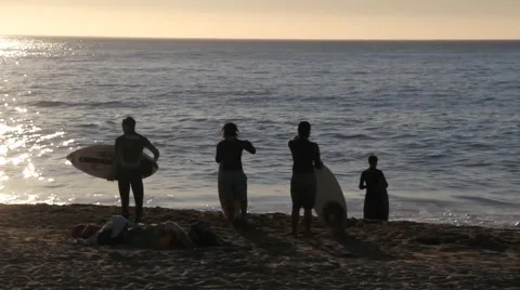 Surfers sunset Stock Footage 40706419