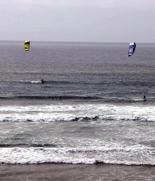 Surfers use parasails 写真素材