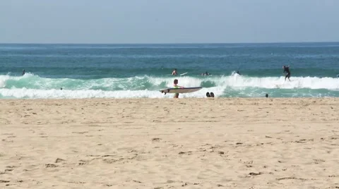 Surfers on Venice Beach Stock Footage 42312094
