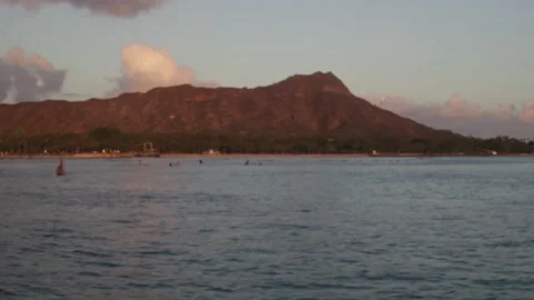 Surfers At Waikiki At Sunset Video stock 132003452