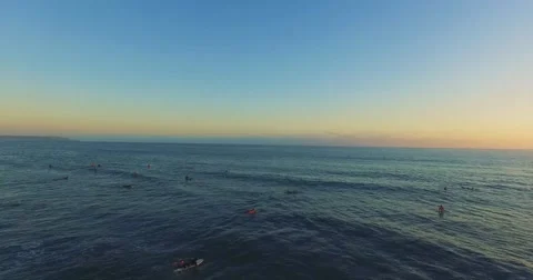 Surfers Wait Next Wave - Aerial - San Diego - 4K Stock Footage 54179889
