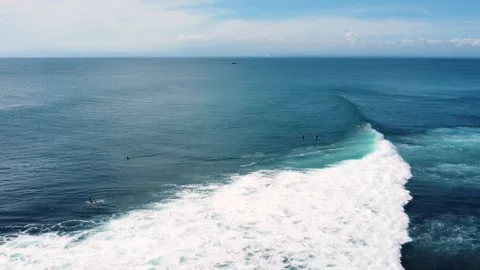Surfers waiting on line-up for a wave Stock Footage 154615829