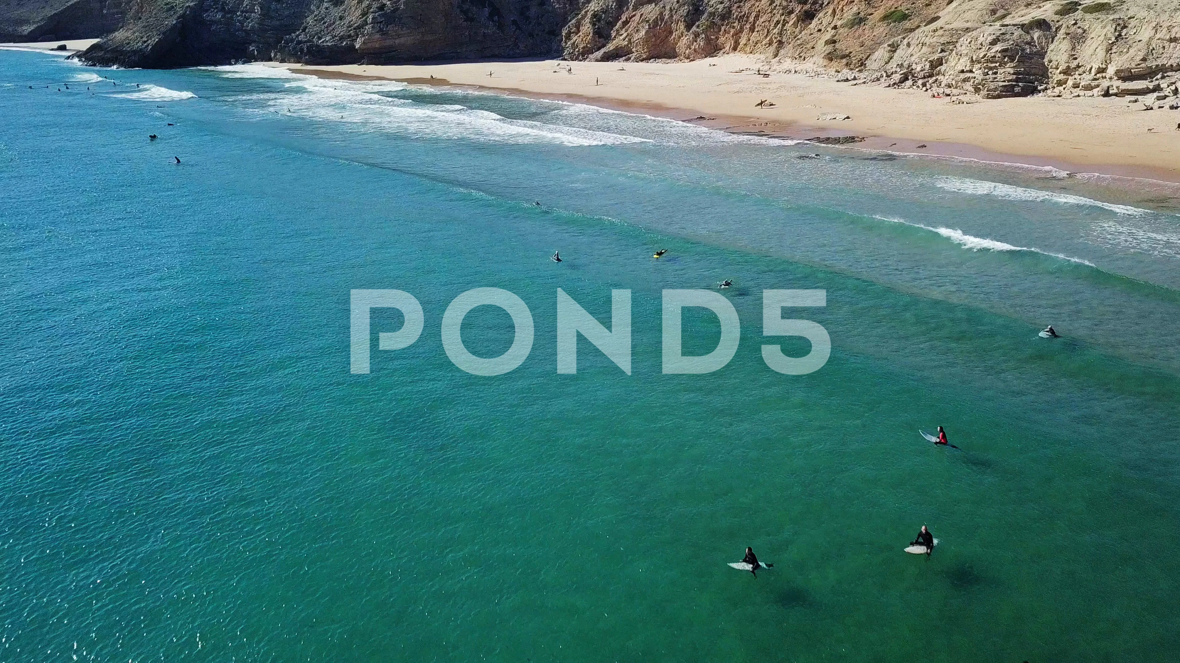 Surfers Waiting In Mareta Beach Sagres Stock Video Pond5