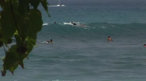 Surfers Waiting for Surf Stock Footage 5246497