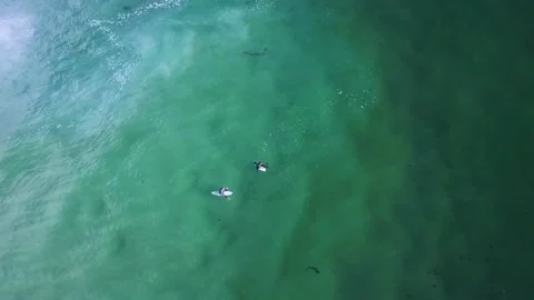 Surfers Waiting for Waves in the Ocean Stock Footage 135607637