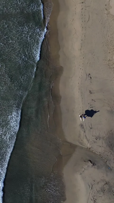 Surfers walking on the beach shore Stock Footage 276382025
