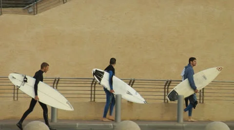 Surfers Walking Stock Footage 25181678