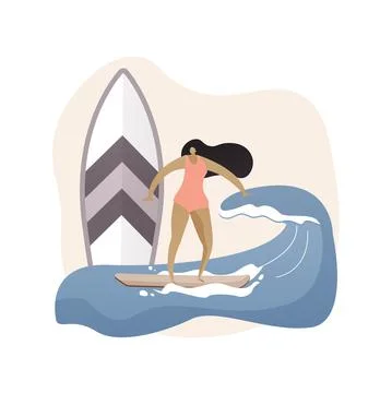Surfing abstract concept vector illustration. Stockillustratie