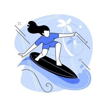 Surfing abstract concept vector illustration. Stock Illustration