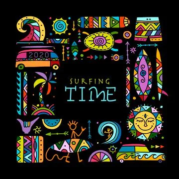 Surfing background. Tribal elements for your design Illustrazione stock