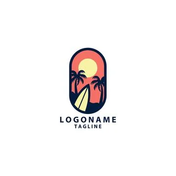 Surfing badge logo design vector 스톡 일러스트