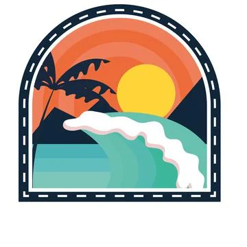 Surfing beach patch Illustrazione stock