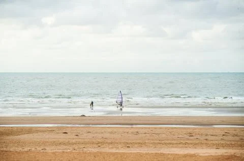 Surfing on the beach Foto stock