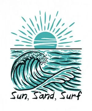 Surfing beach summer adventure vector art t shirt design illustration Stock Illustration
