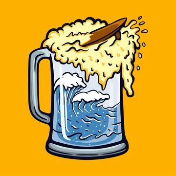 SURFING BEER Stock Illustration