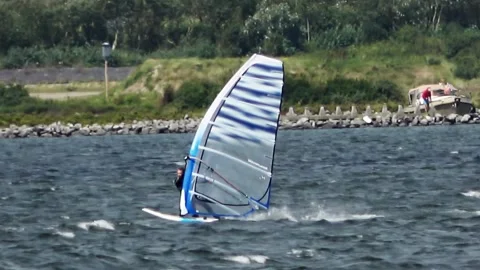 Surfing on big water Video stock 252180060