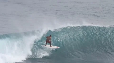 Surfing on big wave Stock Footage 11320836