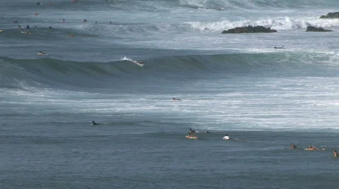 Surfing big waves Maui Hawaii close HD Stock Footage