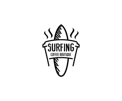 Surfing Cafe Logo Design Stock Illustration