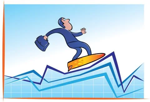 Surfing on chart 스톡 일러스트