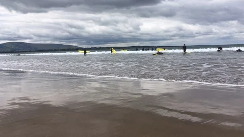 Surfing Class At Sligo Coast In Ireland Stock Footage 109510053