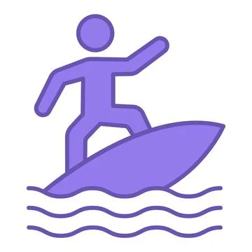 Surfing Color Icon. Vector Icon. Athlete Sliding on a Wave Standing on a Bo.. 스톡 일러스트