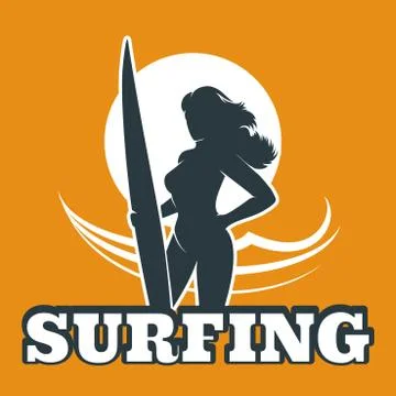 Surfing Colorful Emblem Stock Illustration