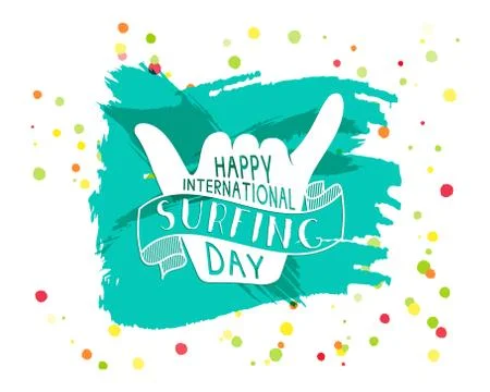 Surfing day label graphic elements. Vector Vacation typography emblem on Stockillustratie