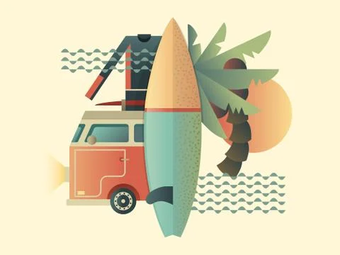Surfing design concept Stock Illustration
