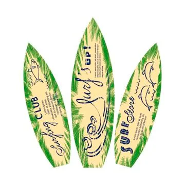 Surfing design elements set Stock Illustration