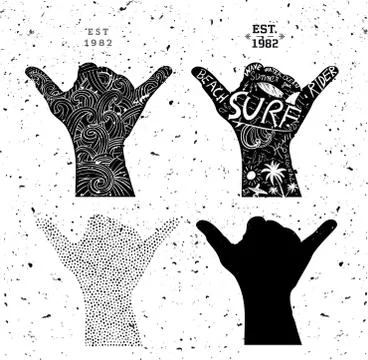 Surfing Designs Set Stock Illustration