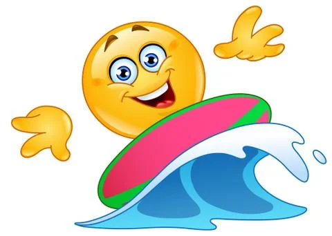 Surfing emoticon Stock Illustration
