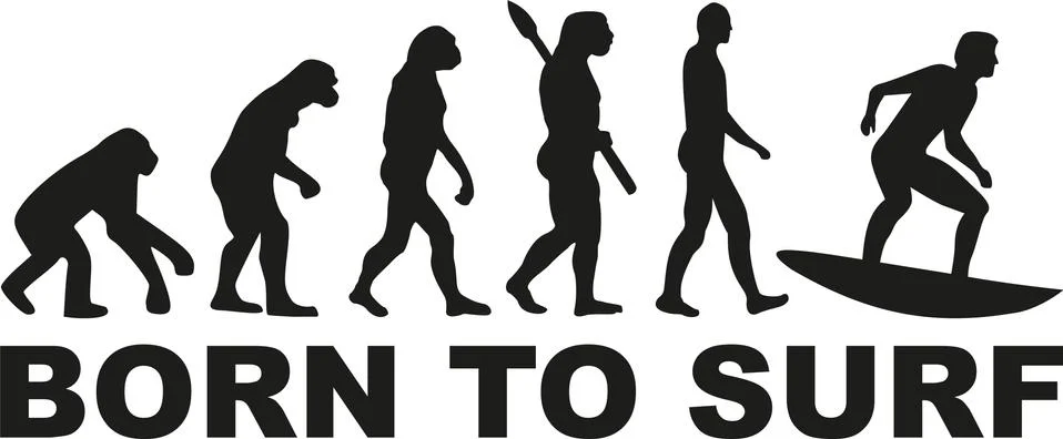 Surfing evolution - born to surf Illustrazione stock