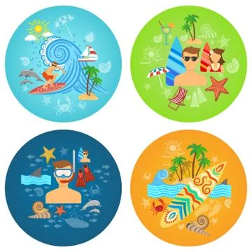 Surfing Flat Set Stockillustratie