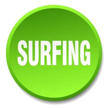 Surfing green round flat isolated push button Stock Illustration