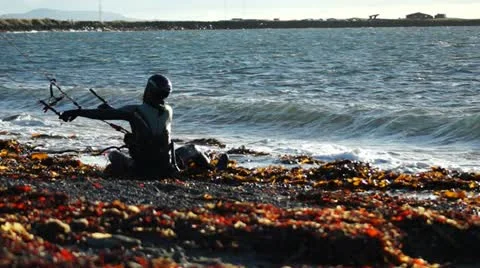 Surfing in Iceland Stock Footage 12190120