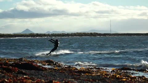 Surfing in Iceland Stock Footage 12191322