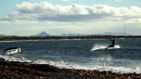 Surfing in Iceland Stock Footage 12191479