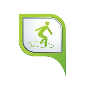 Surfing icon green pointer Stock Illustration
