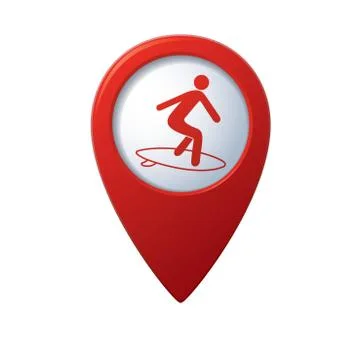 Surfing icon red map pointer Stock Illustration