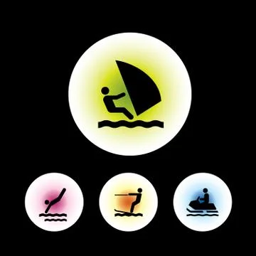 Surfing icon set Stock Illustration