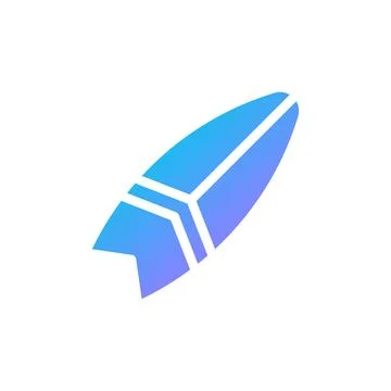 Surfing Icon solid gradient blue summer beach symbol illustration. Stock Illustration