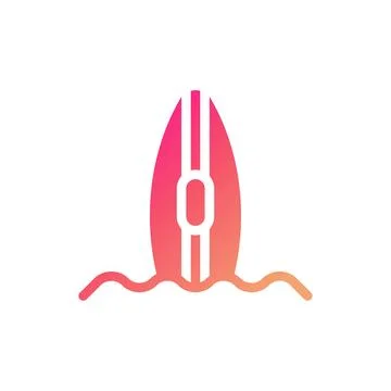 Surfing icon solid gradient pink yellow summer beach symbol illustration. イラスト素材
