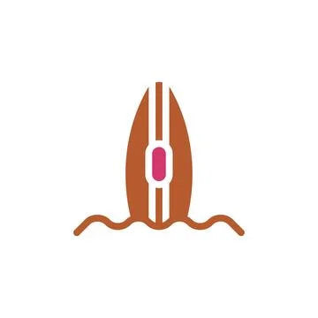 Surfing icon solid red brown summer beach symbol illustration. Illustrazione stock